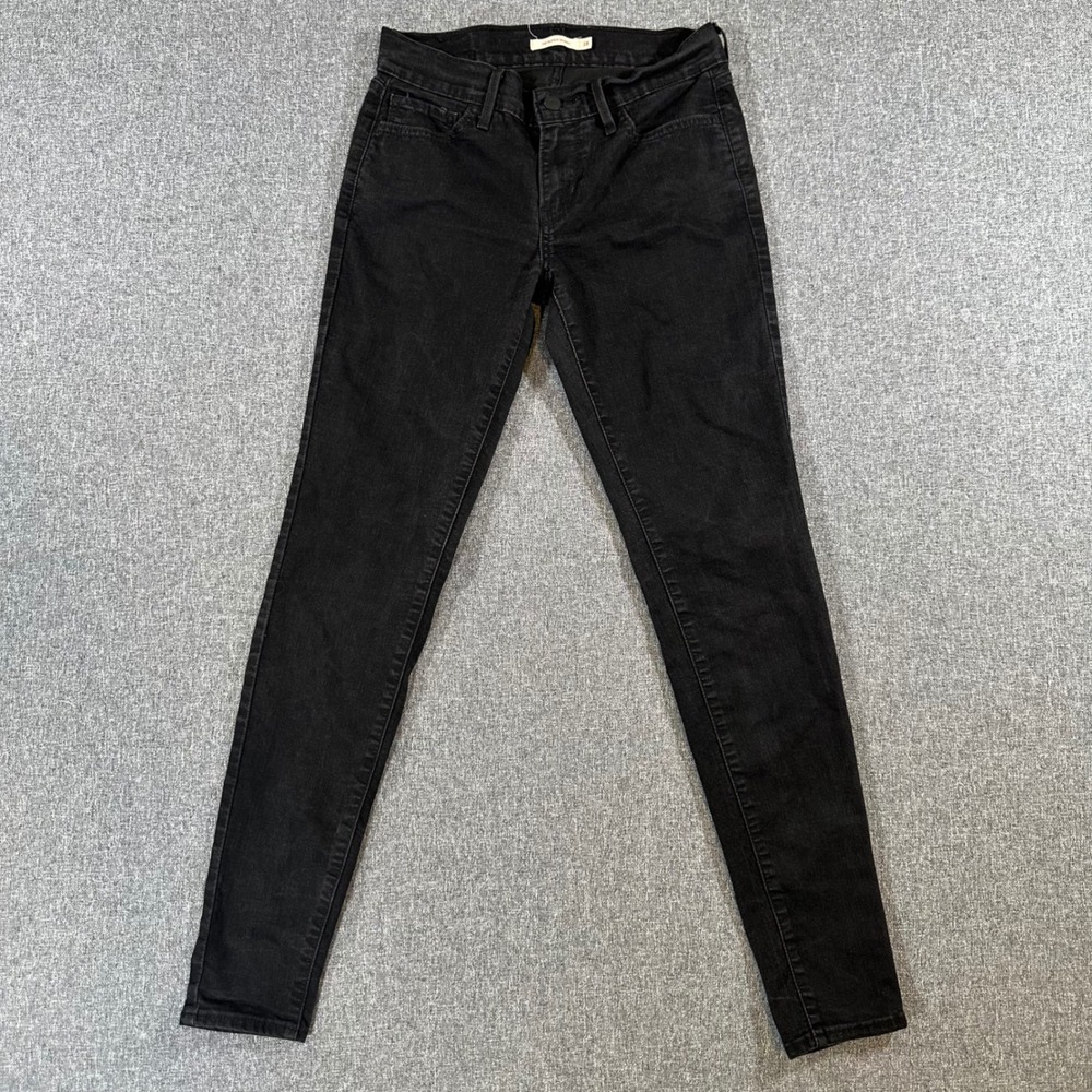 Levis 710 Super Skinny Jeans Womens 28‎ Black Denim Stretch Pants Mid Rise 710s